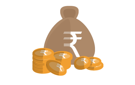 Illustration of money bag and coins